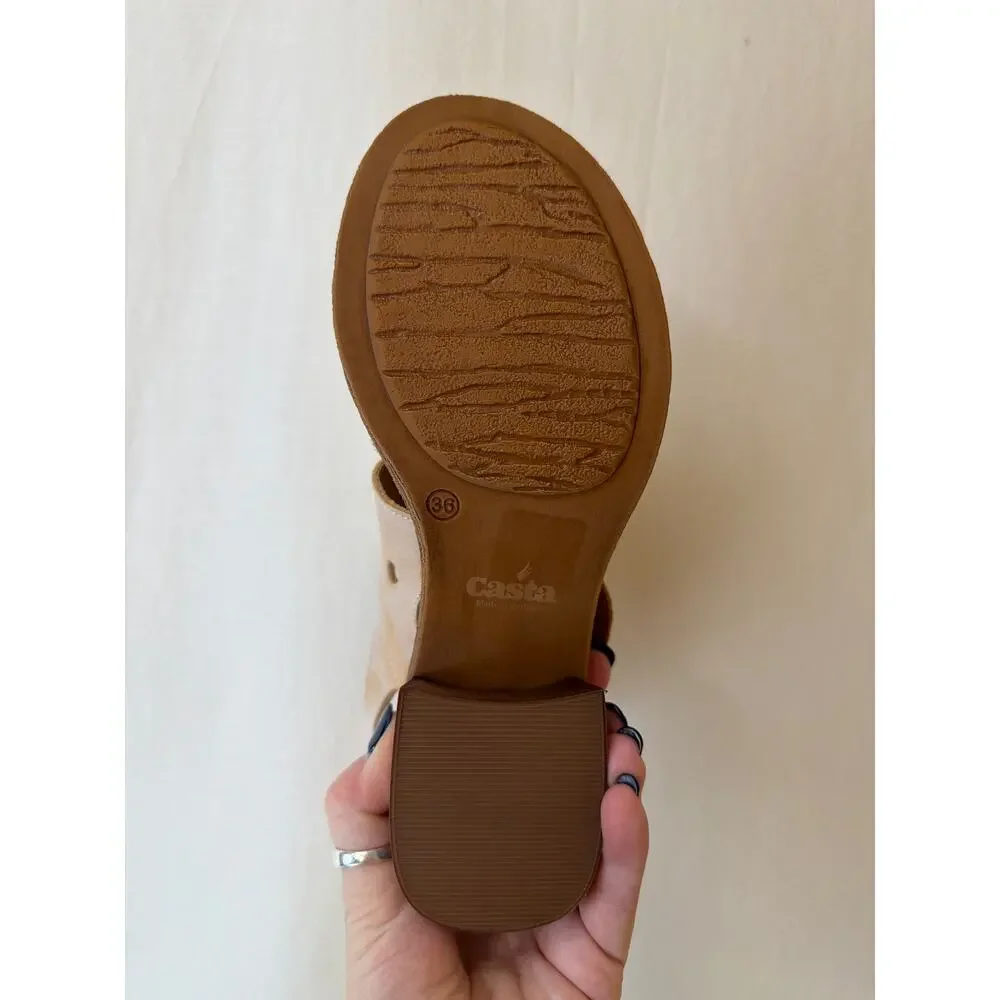 NIB Casta Taupe / Pistachio Leather Strappy Sandal PORTUGAL #0592 SZ 36